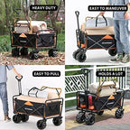 EchoSmile Collapsible Utility Wagon, 350 Lbs Capacity, 35.4 x 21.6 x 19.6 in, 4 x 7 in Wheels