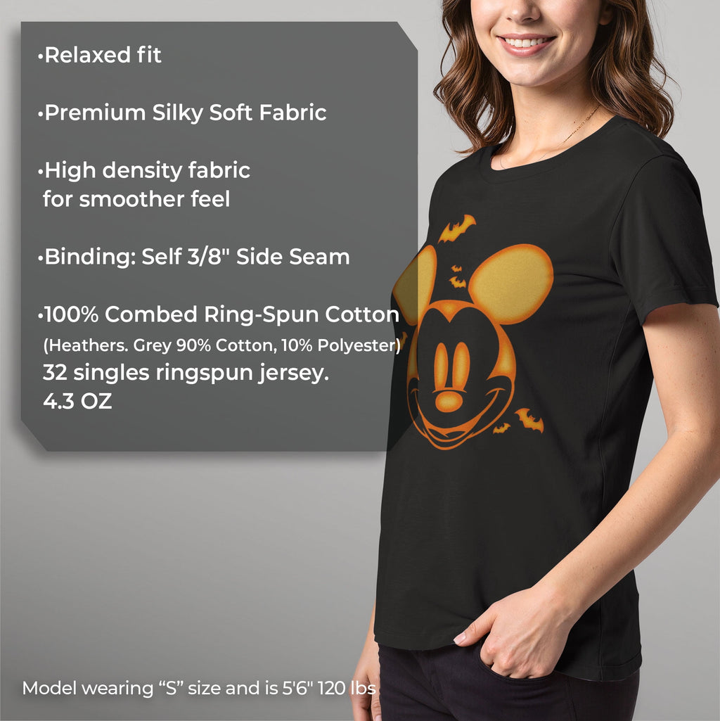 Women's Mickey & Friends Halloween Pumpkin Face Graphic Tee Black 2X Large