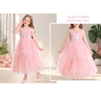 HAWEE Dress Costume for Girls, Pink Tulle and Sequin Dress for Kids Christmas Halloween Cosplay Costumes