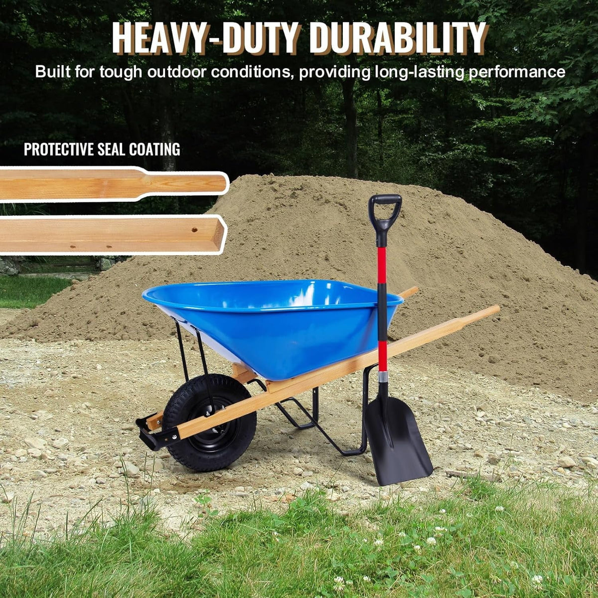 Wheelbarrow Replacement Handle Kit, 2 Pre-Drilled FSC Wood Handles, 60 in