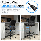 Ergonomic Drafting Chair With Adjustable Lumbar Support, Foot Ring And Flip-Up Armrests