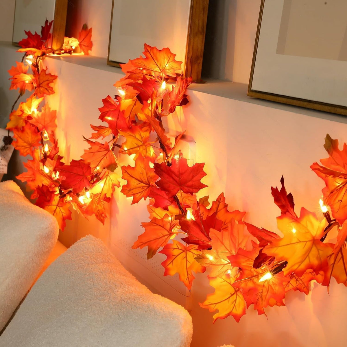 AGCAN 3 Pack Maple Leaf String Light, Total 60 LED 30Ft Artificial Fall Decor Leaf Light USB Operated Centerpiece Table Decorations for Autumn Harvest, Thanksgiving, Halloween, Indoor