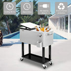 80 Quart Rolling Ice Chest With Shelf - Grey