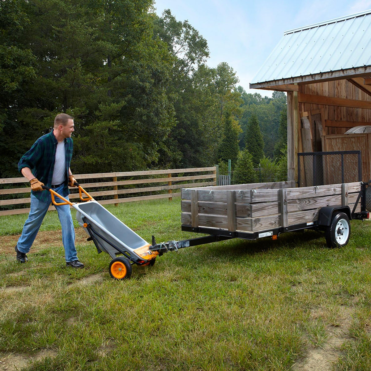 Worx 8-in-1 Aerocart Metal Garden Cart, Wheelbarrow And Dolly, Orange, Black And Silver - WG050