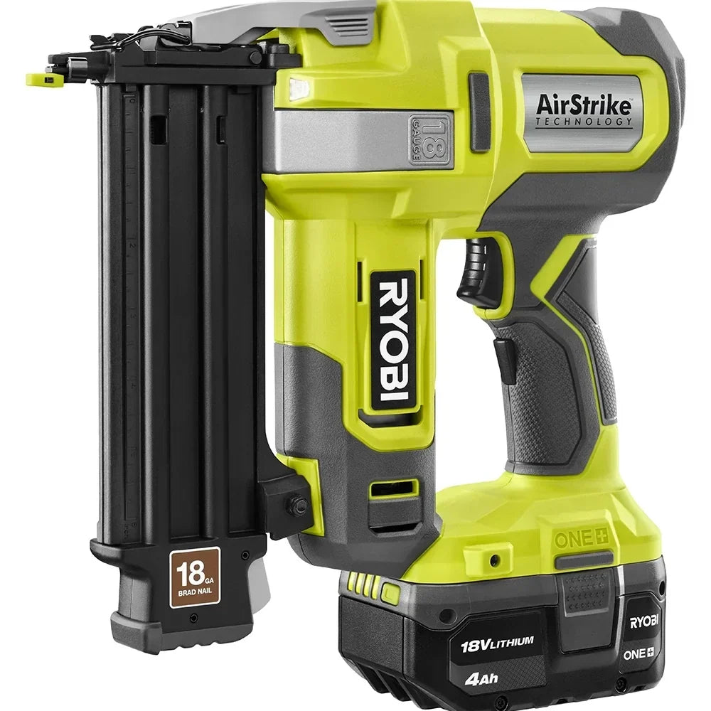 RYOBI 18V ONE+ AirStrike 18GA Brad Nailer Kit - P321 with 4.0 Ah Battery and Charger