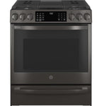 GE APPLIANCES Profile 30in Smart Slide-In Front-Control Gas Range, Black Stainless - PGS930BPTS