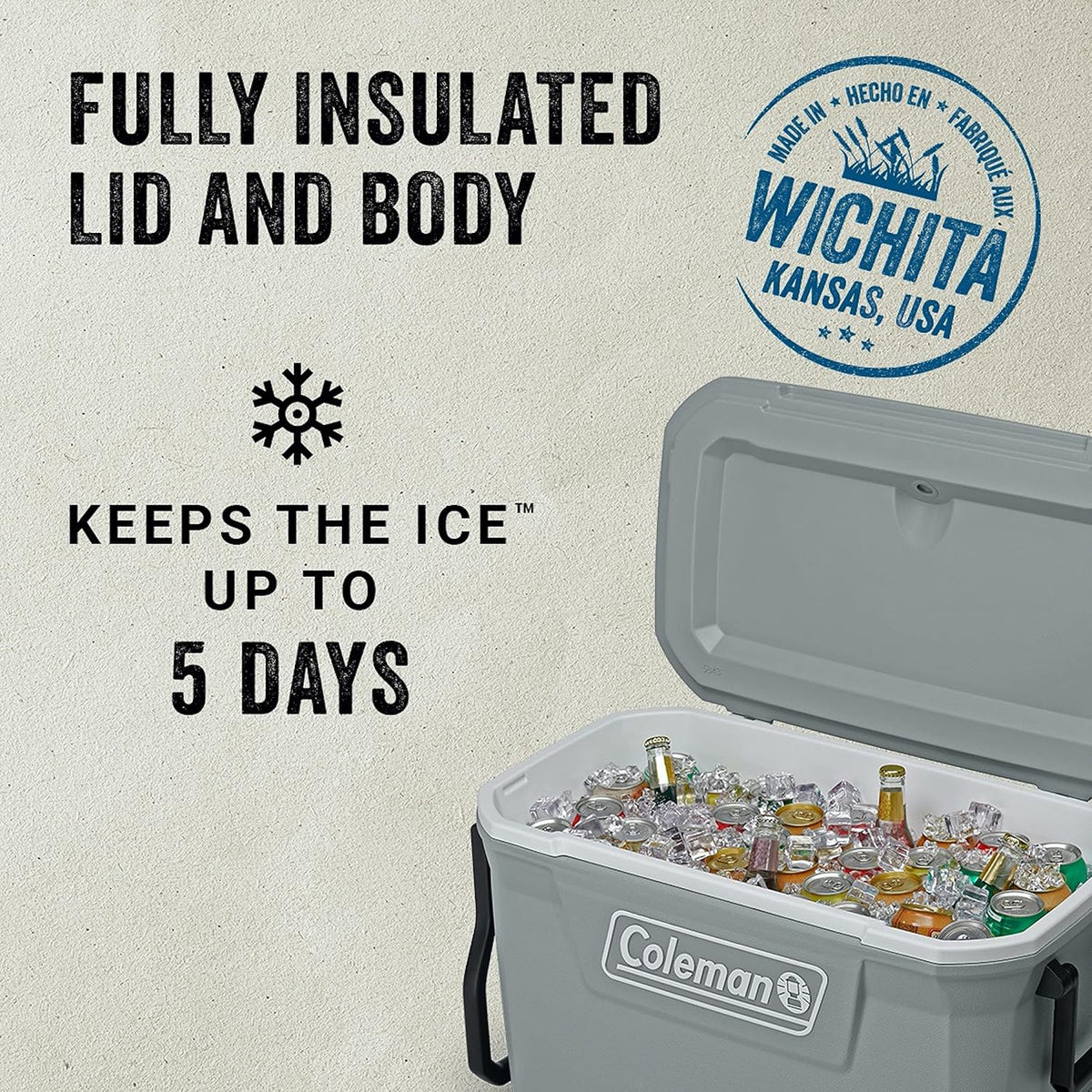 Coleman Classic Series Insulated Wheeled Cooler, 100-Quart, Rock Grey - Wheeled