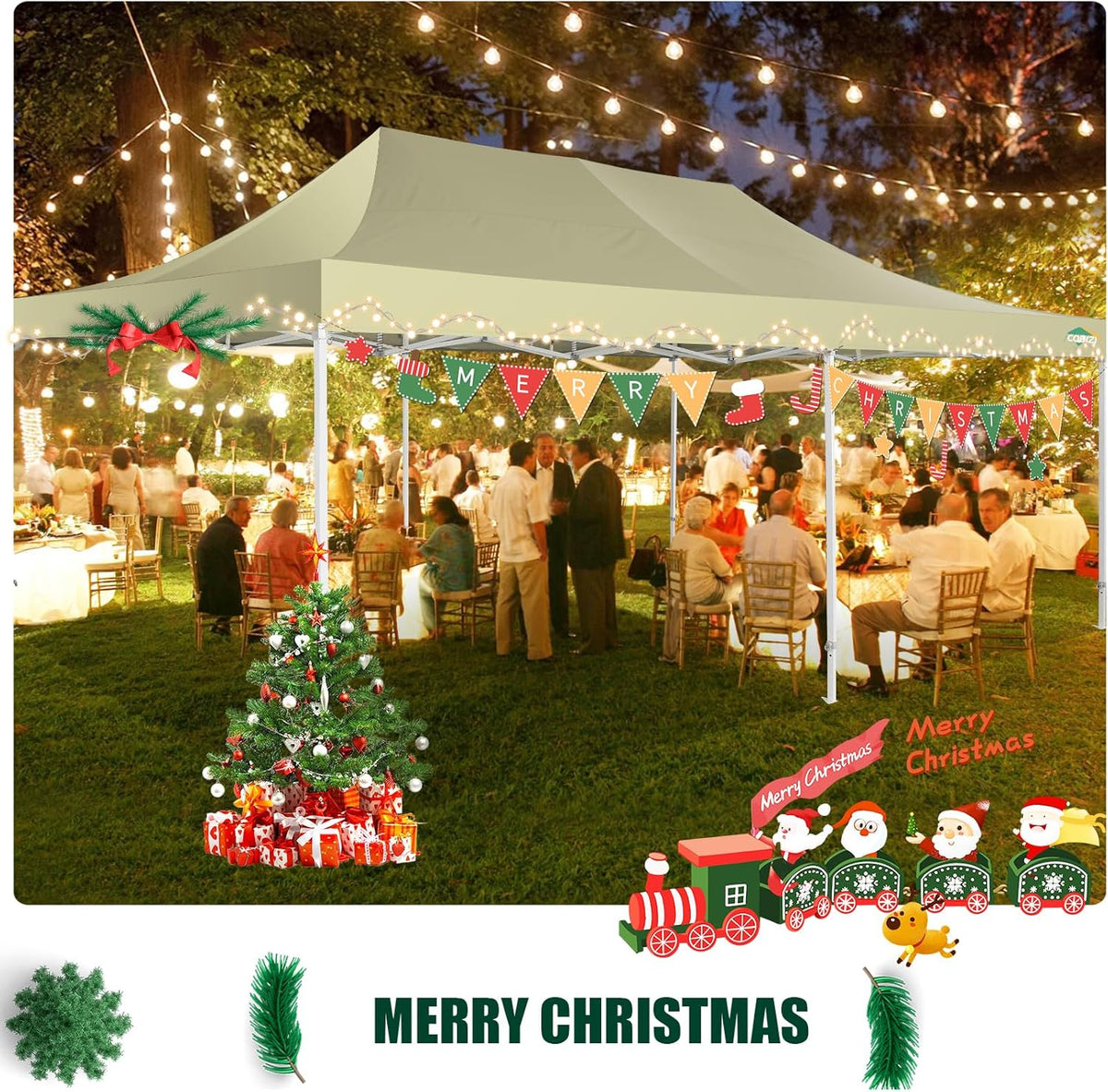 COBIZI 10x20 Heavy Duty Pop-Up Canopy Tent With 6 Sidewalls - Black