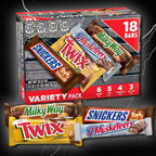 Snickers, Twix, Milky Way & 3 Musketeers Variety Pack Halloween Milk Chocolate Candy Bars -18 Count Box