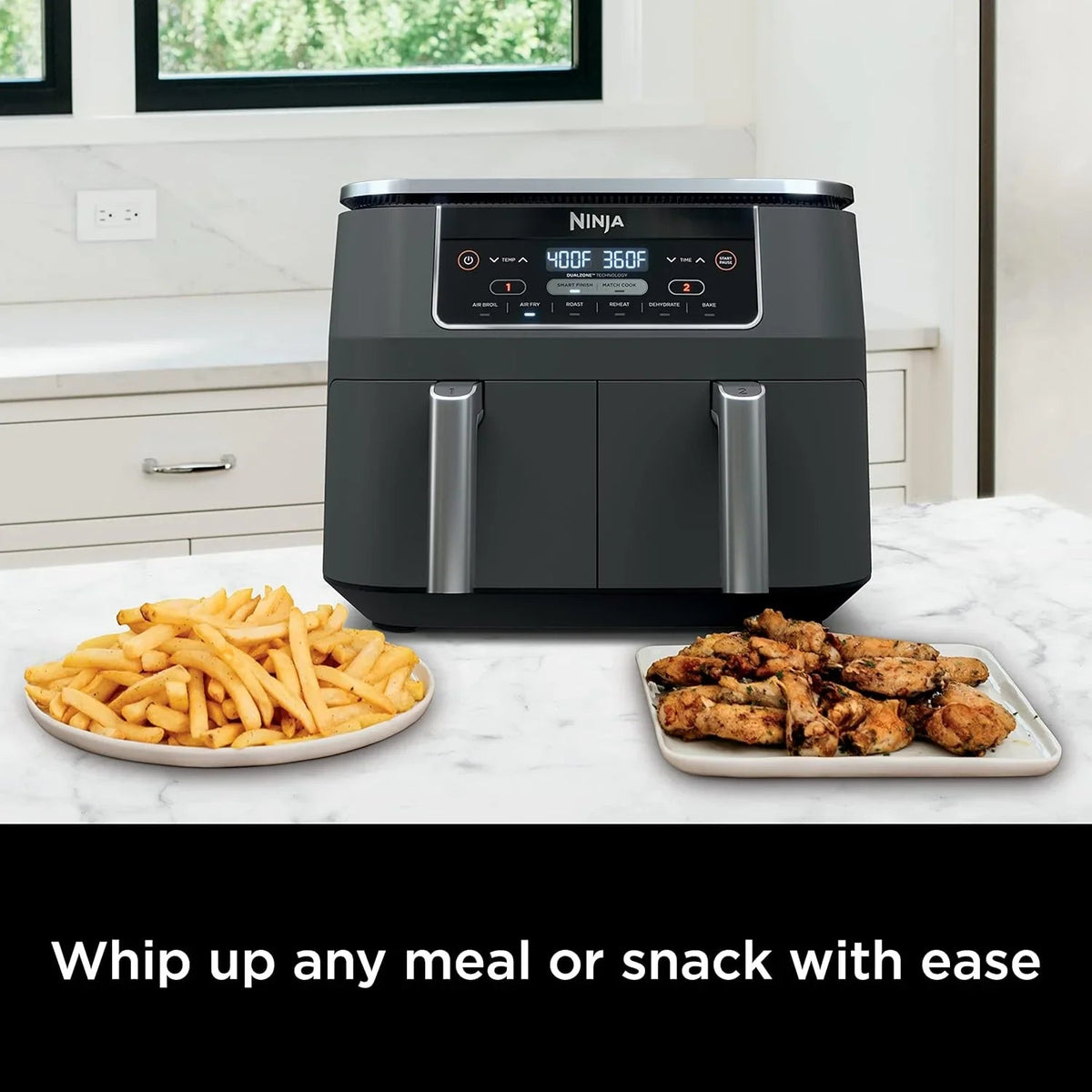 Ninja Foodi 10 QT 6-in-1 DualZone Smart XL Air Fryer, 2 Independent 5 QT Baskets, Grey - DZ550
