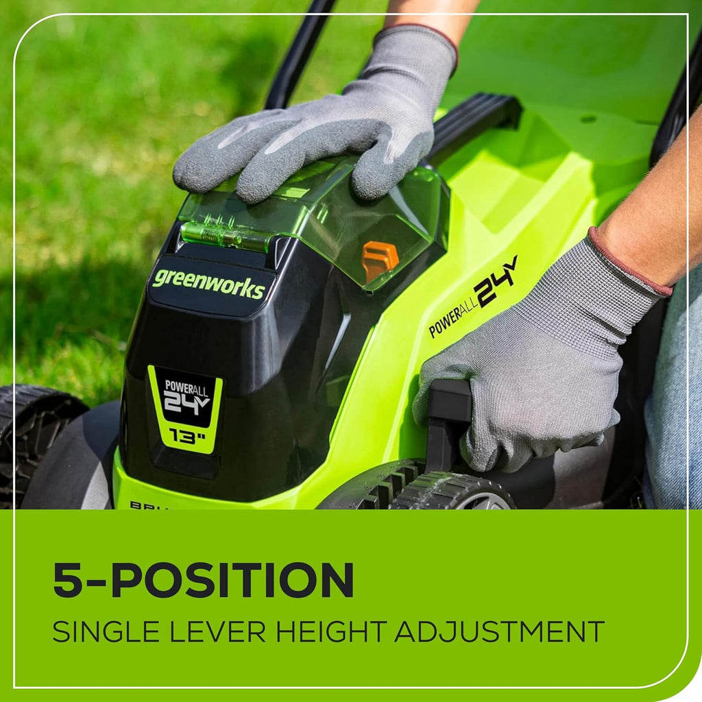 Greenworks 24V 13 Inch Brushless Cordless Lawn Mower With 4.0Ah Battery And Charger