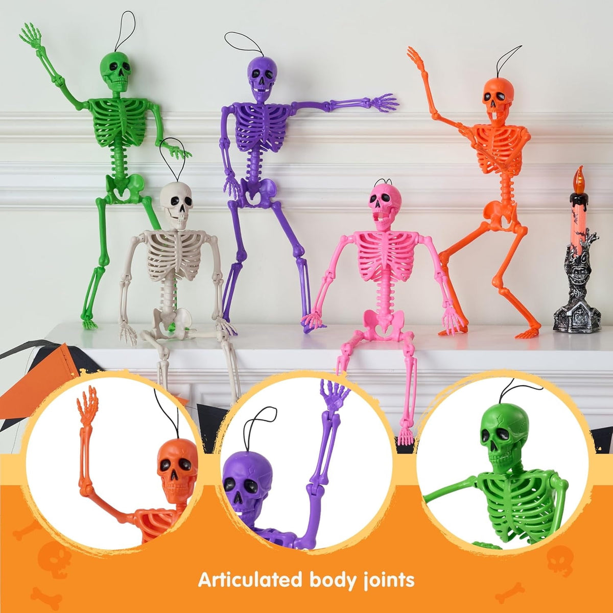Joyfy 16" Glow in the Dark Skeleton, 5PCS Set