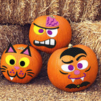 Joyfy 16 Faces Halloween Pumpkin Decorations Stickers Foam Craft Kit, 18 Sheets 16 Designs Halloween Party Favors for Kids, Party Supplies Arts Activities, Jack O Lantern Face Sticker School Gifts