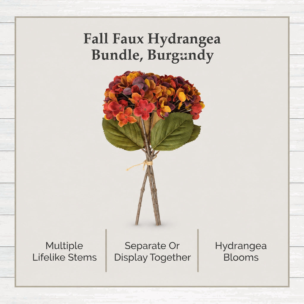 My Texas House Fall Faux Hydrangea Bundle, Burgundy, 20"