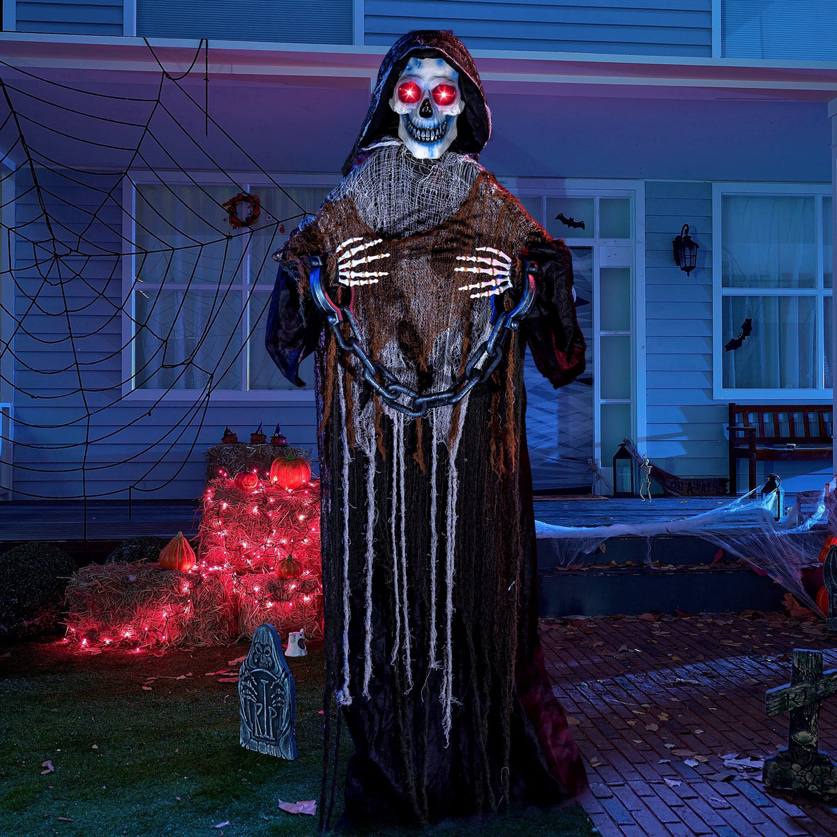 Joyfy Halloween Decorations Outdoor, Sound Activated with LED Eyes & Sound & Motion, Decor for Yard Farm Garden Indoor Haunted House