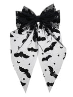 Way to Celebrate Halloween Women's Sheer Bat Hair Bow, Black, 1 Piece, Barrette Hair Clip
