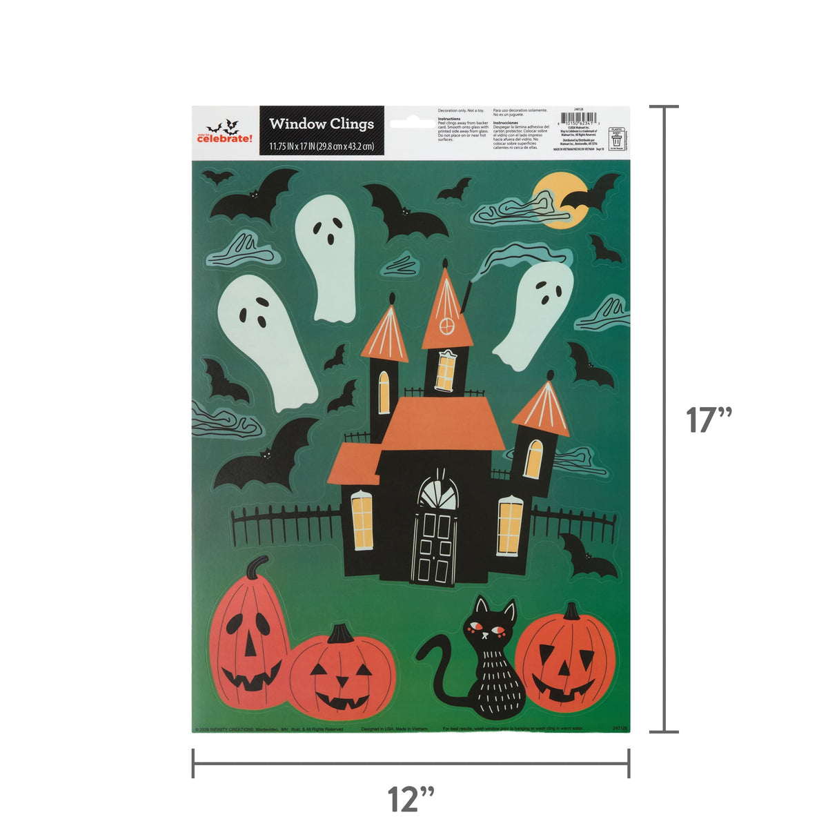 Haunted House Window Clings, Multicolor, 11.75" x 17", Halloween by Way To Celebrate