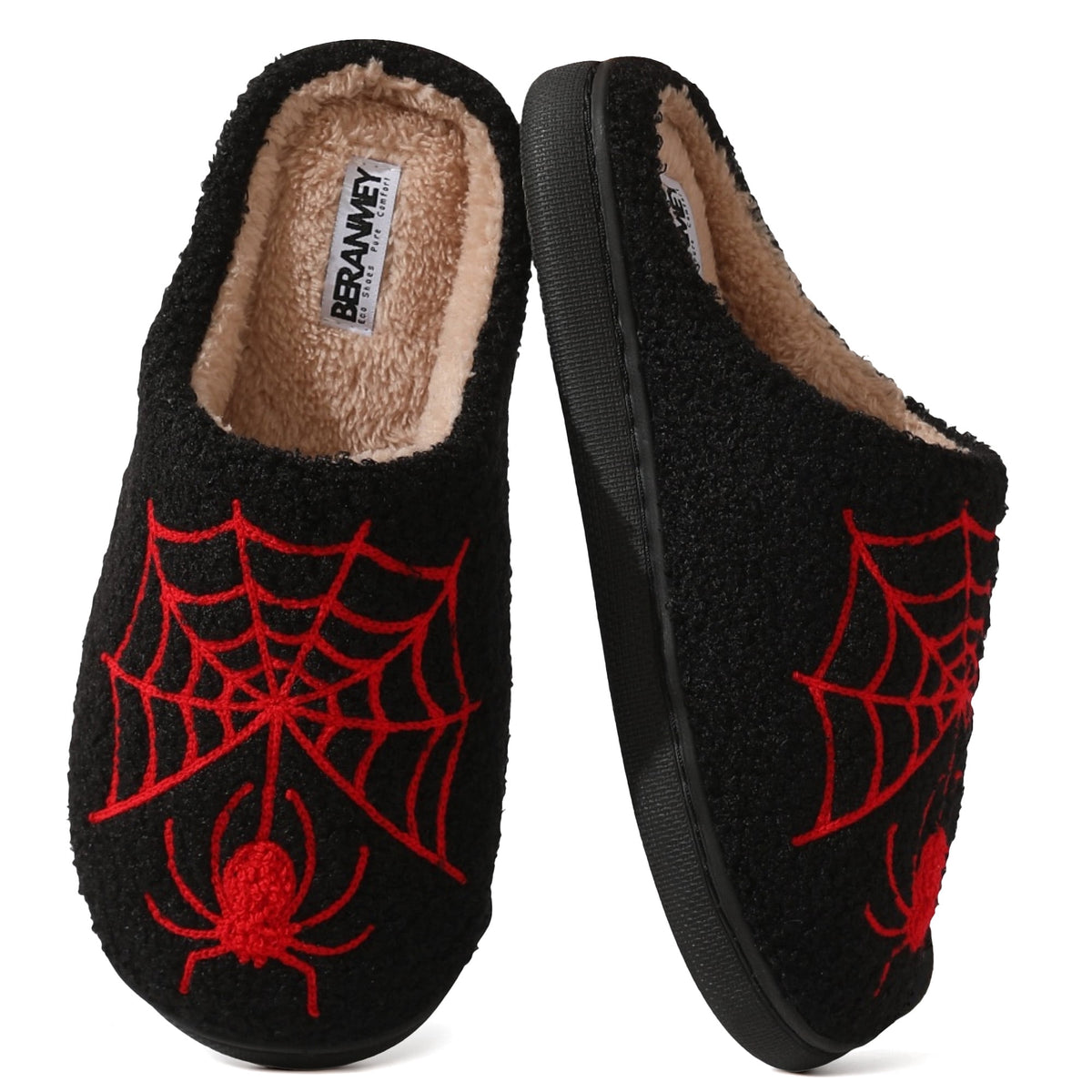BERANMEY Halloween Slippers for Women Perfect Soft Plush Comfy Warm Slip-On Cute Womens Slippers Indoor Fluffy House Slippers for Women and Men Non-slip Fuzzy Flat Slides
