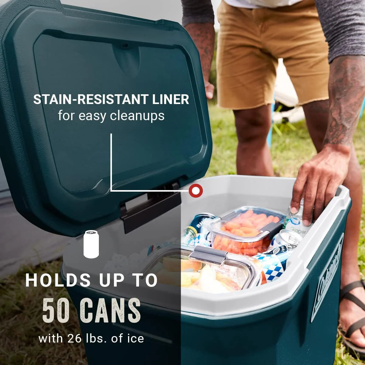 Coleman Classic Series Insulated Wheeled Cooler, 100-Quart, Rock Grey - Wheeled