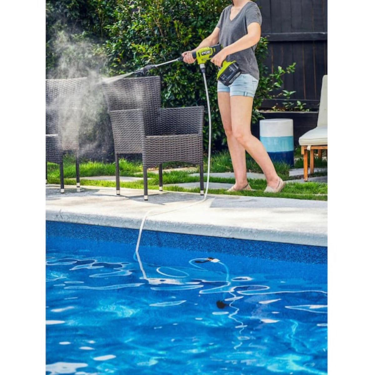 Ryobi ONE+ HP 18V Cordless Electric Cold Water Power Cleaner, 600 PSI 0.7 GPM, 20 ft. Siphon Hose