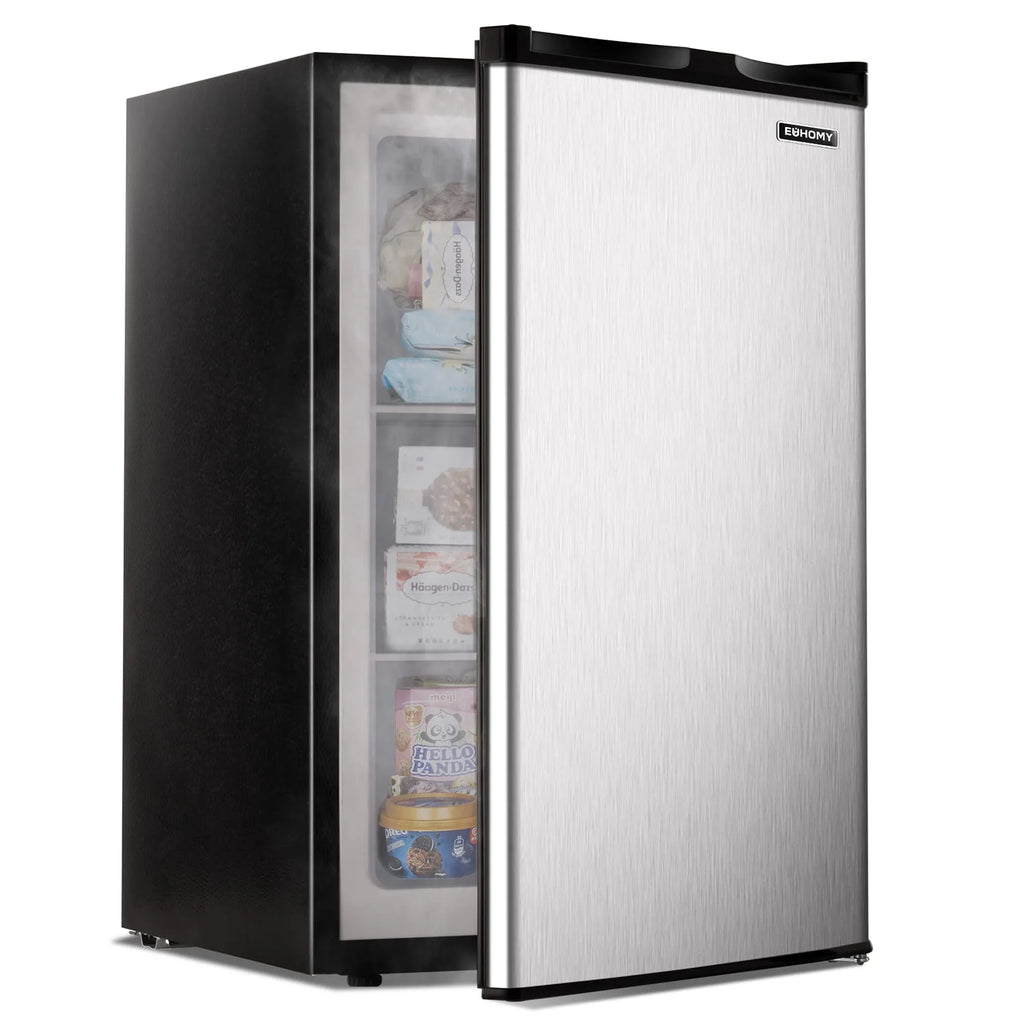 EUHOMY 3.0 Cubic Feet Single Door Compact Upright Freezer, Silver - MF-30-Y