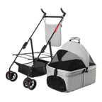 iMounTEK 4-Wheel Foldable Pet Stroller With Removable Liner And Storage Basket - Gray