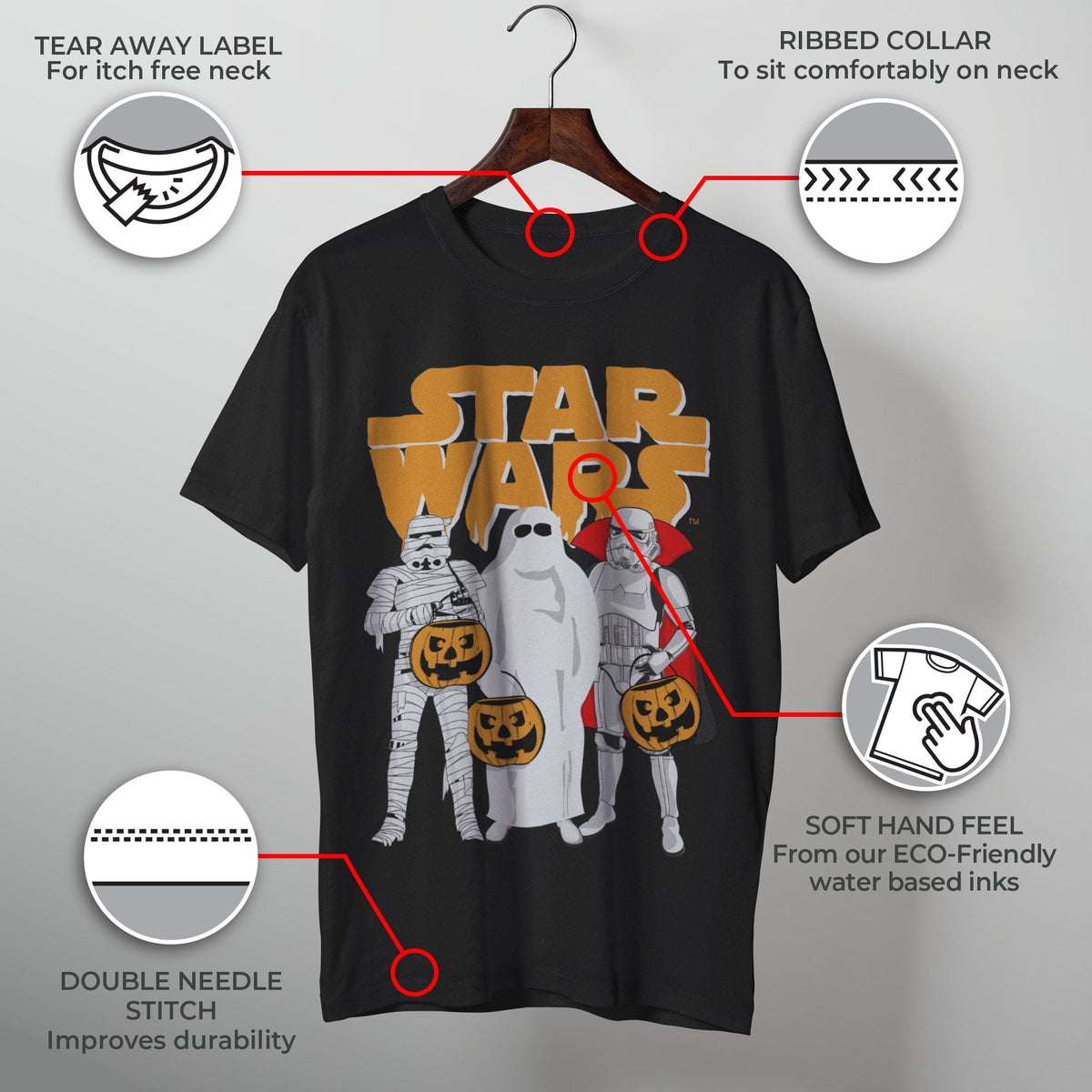 Men's Star Wars Trio Costumes Halloween Logo Tee Color: Black Size: S