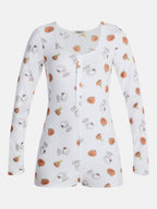 Peanuts Snoopy Women's and Women's Plus Pumpkin One Piece Sleep Romper