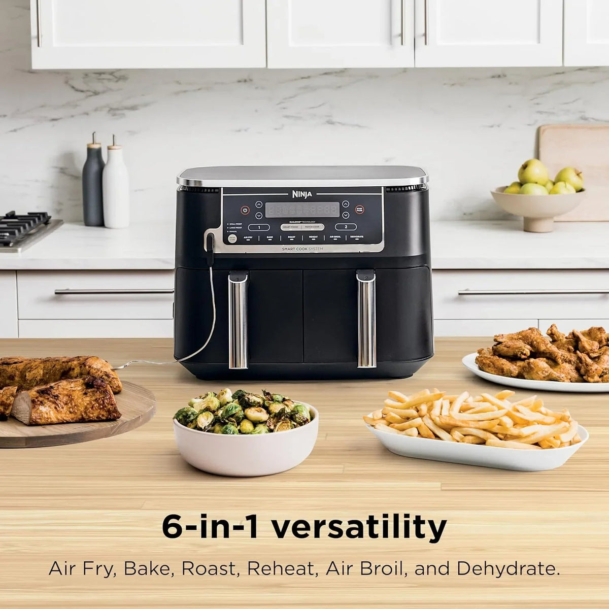 Ninja Foodi 10 QT 6-in-1 DualZone Smart XL Air Fryer, 2 Independent 5 QT Baskets, Grey - DZ550
