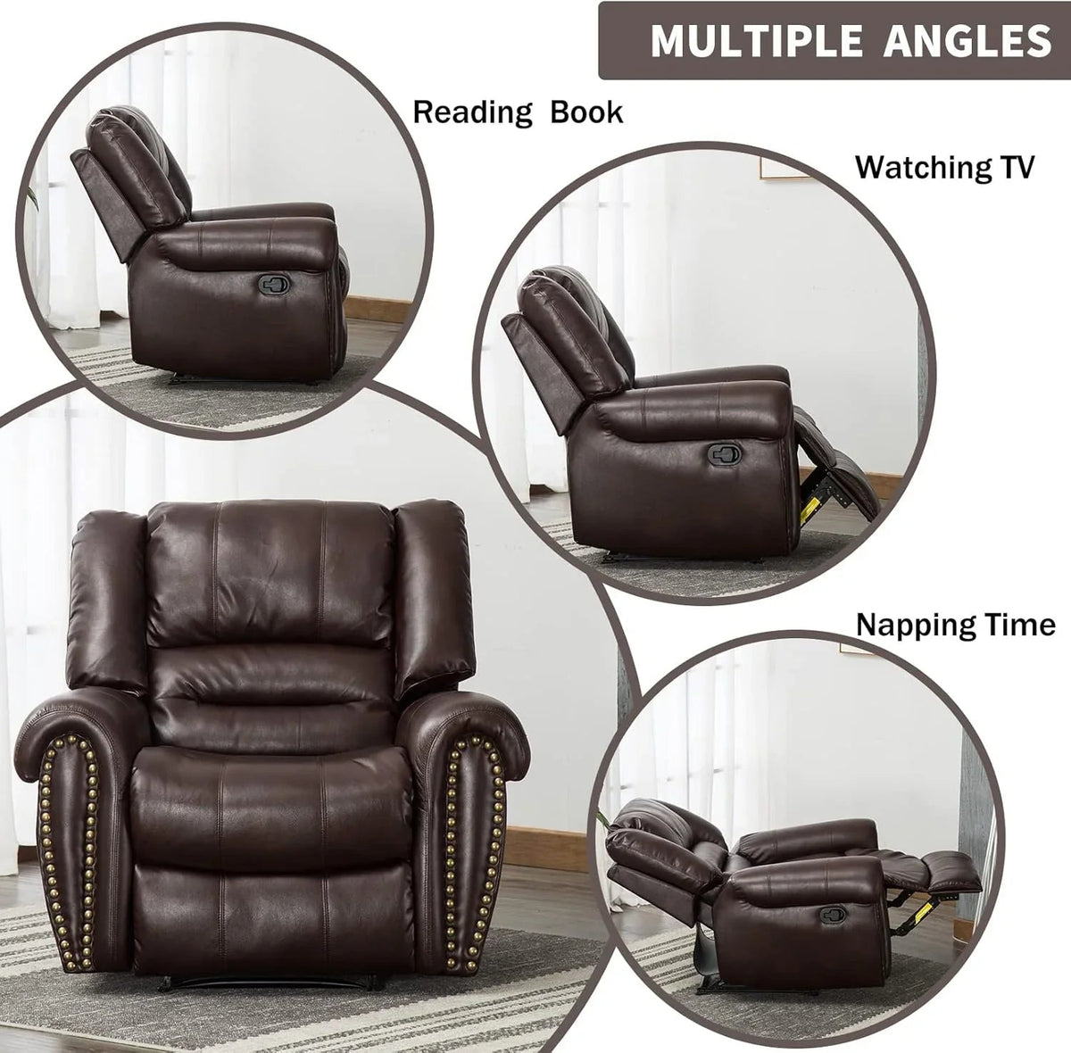 CANMOV Manual Recliner Chair, Nut Brown