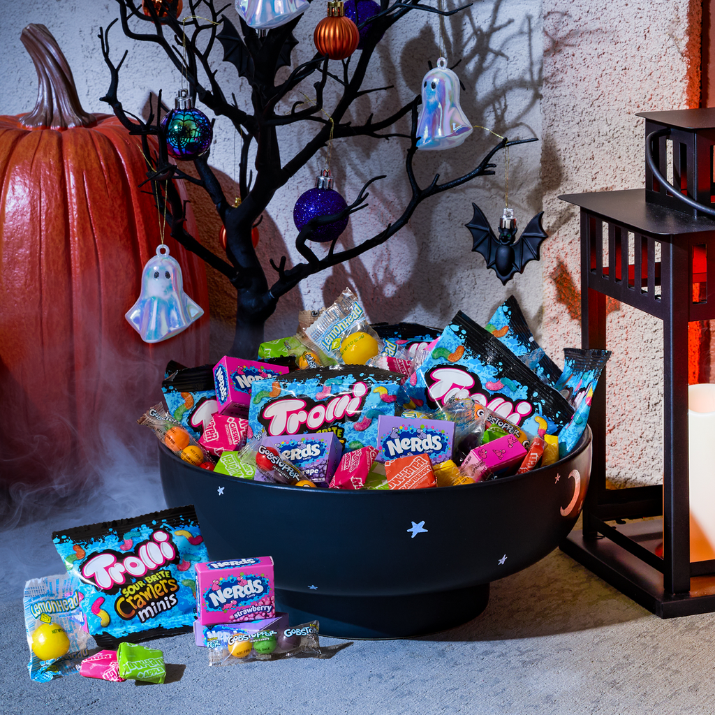 Nerds Classic Fun Halloween Trick-or-Treat Variety Bag, Trolli, Now and Later, Lemonhead, Gobstopper, and NERDS Original, 200 Pieces, 54 Ounces