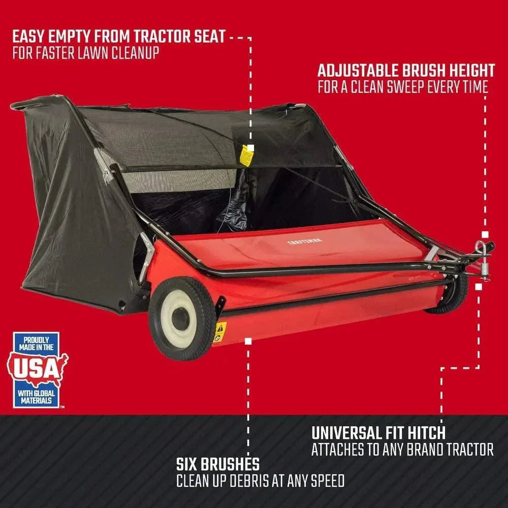 CRAFTSMAN 52 in Tow Lawn Sweeper, Black - CMXGZBF7124546