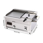 VONZOER Commercial Gas Griddle And Deep Fryer Combo, 2-Burner Stainless Steel, 70x38.5x51cm