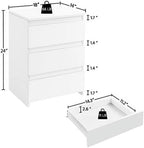 AYFDEGT 2PCS 3-Drawer White Bedside Tables - 18in L x 14in W
