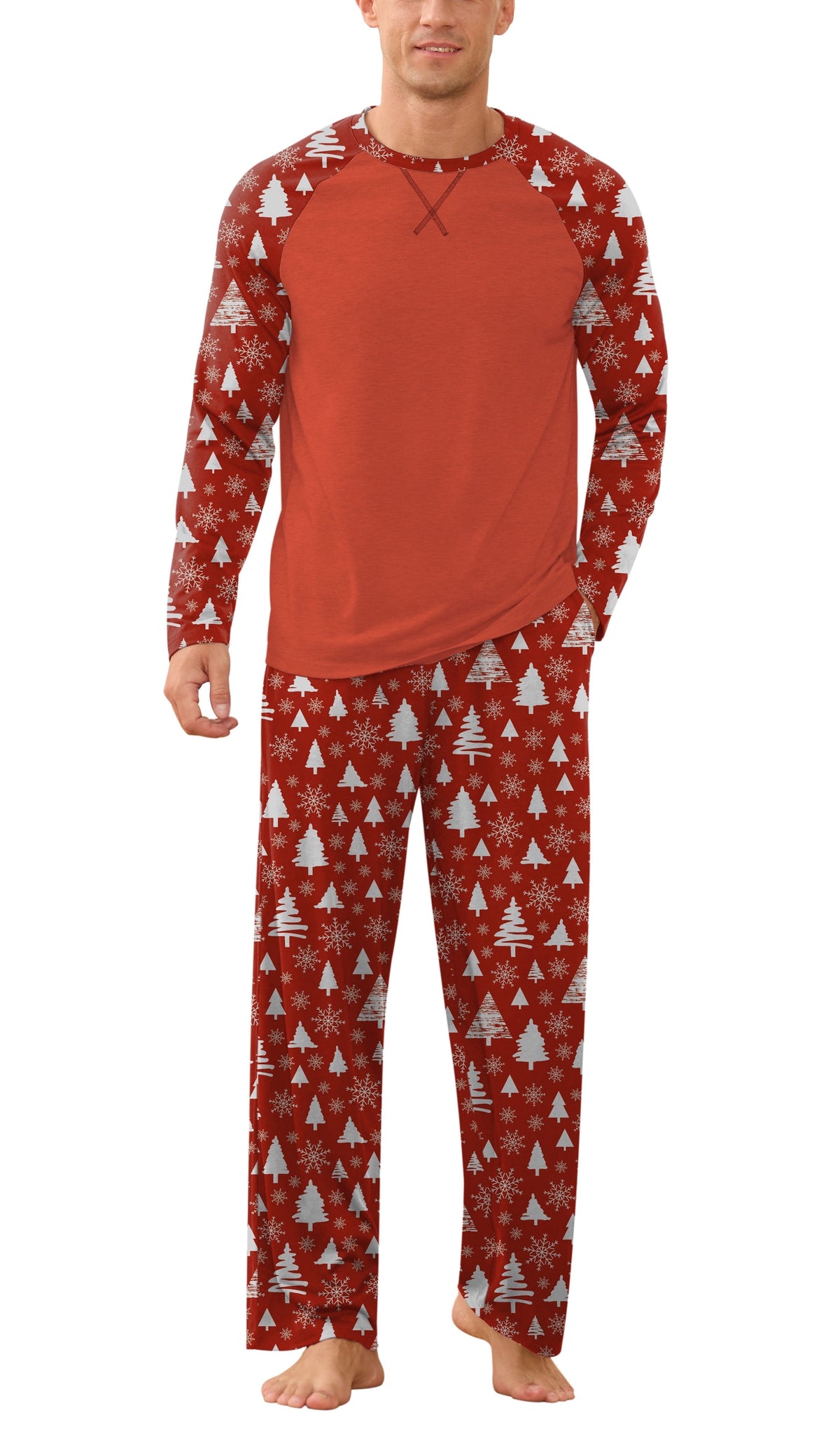 Iceglad Men's Pajamas Set Long Sleeve Sleepwear with Pockets Comfortable Lightweight Pjs Sets for Men