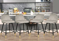 EiweLive Counter Height Swivel Bar Stools With Back, Gray Velvet, Set Of 4 - 25 in