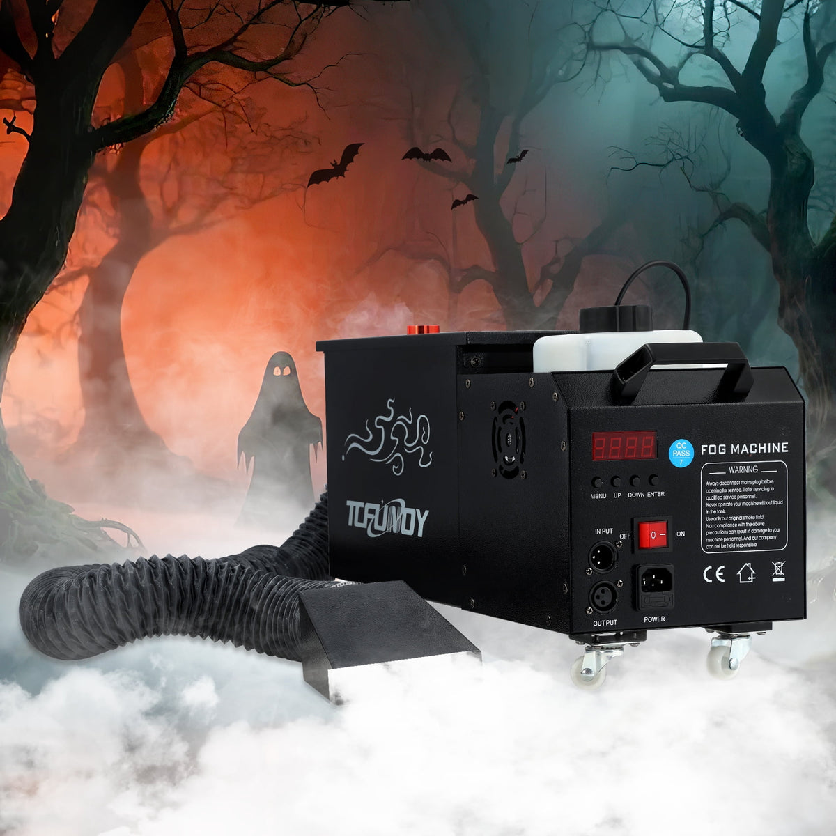 TCFUNDY 1500W Low Lying Fog Machine, Dry-Ice Effect Fogger w/ Tube, Ground Smoke Machine w/ DMX & Wireless Remote Control, Ideal Atmosphere Maker for Halloween, Parties, Weddings and Stage