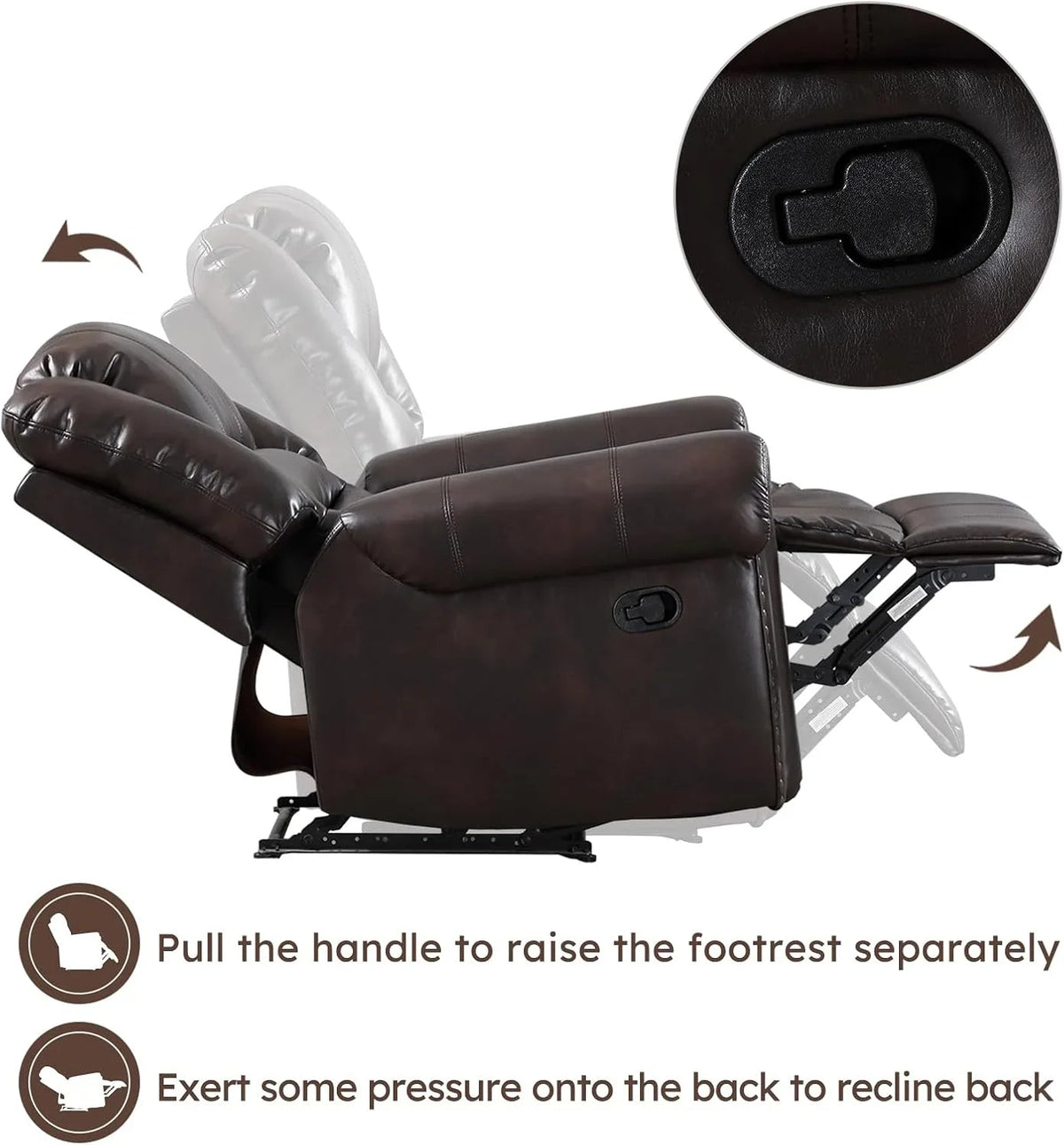 CANMOV Manual Recliner Chair, Nut Brown