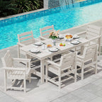 SERWALL 7-Piece HDPE Patio Dining Set, Aruba, 66.9in D x 32.2in W x 29.1in H