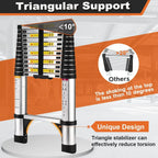HBTower Telescoping Extension Ladder, Aluminum, 12.5 FT, 330 lbs Capacity, 2 Triangle Stabilizers