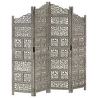 vidaXL 4-Panel Folding Privacy Screen, Solid Mango Wood, 63 x 65 in - Brown