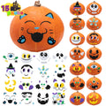 Joyfy 16 Faces Halloween Pumpkin Decorations Stickers Foam Craft Kit, 18 Sheets 16 Designs Halloween Party Favors for Kids, Party Supplies Arts Activities, Jack O Lantern Face Sticker School Gifts