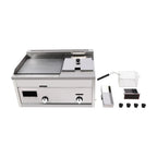 VONZOER Commercial Gas Griddle And Deep Fryer Combo, 2-Burner Stainless Steel, 70x38.5x51cm