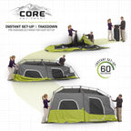 CORE 9 Person Instant Cabin Tent, 14 ft x 9 ft, Green - 40008