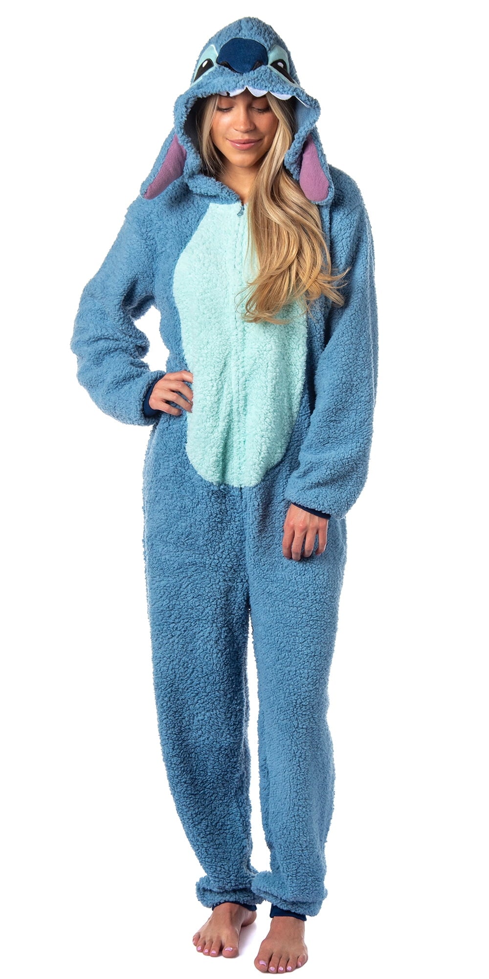 Disney Lilo And Stitch Adult Unisex Stitch Costume Sherpa Fleece One Piece Pajama Union Suit
