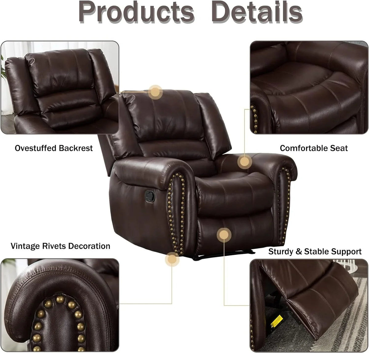 CANMOV Manual Recliner Chair, Nut Brown