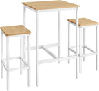 Square Bar Table And 2 Bar Stools Set, Golden Oak And Cloud White