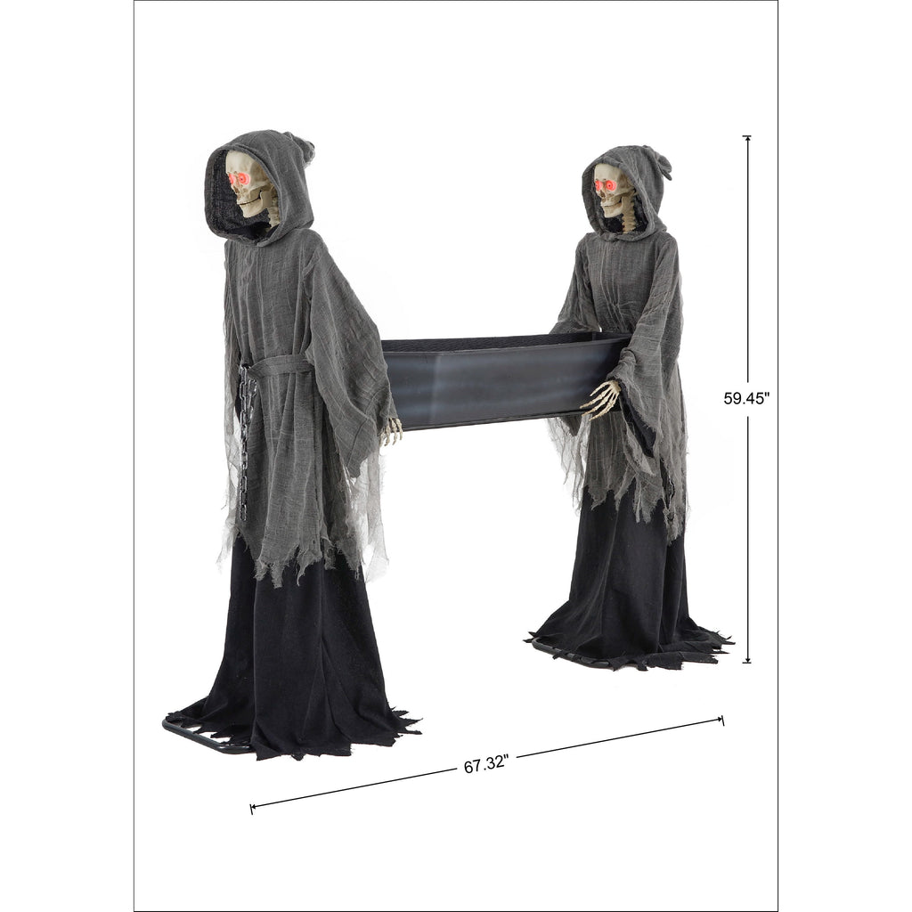 Way To Celebrate 5 ft LED Skeleton Reaper Duo Carrying Coffin Halloween Outdoor Decor