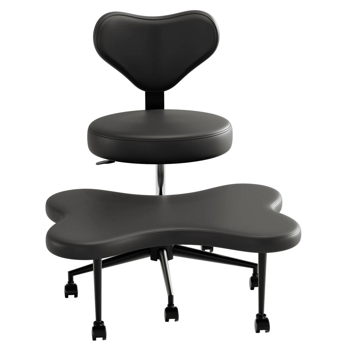 Pinmoco Ergonomic Cross-Legged Swivel Chair, Adjustable Height, Teddy Fabric, Off White