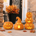 Gamexcel 21" Jack O Lantern Halloween Plastic Pumpkin Lights with Pre-lit LED Bulbs - Indoor/Outdoor Smile Face Decoration